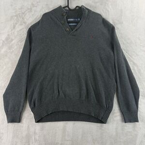 Polo Ralph Lauren Button Shawl Collar Sweater Mens Size XL Charcoal Gray‎